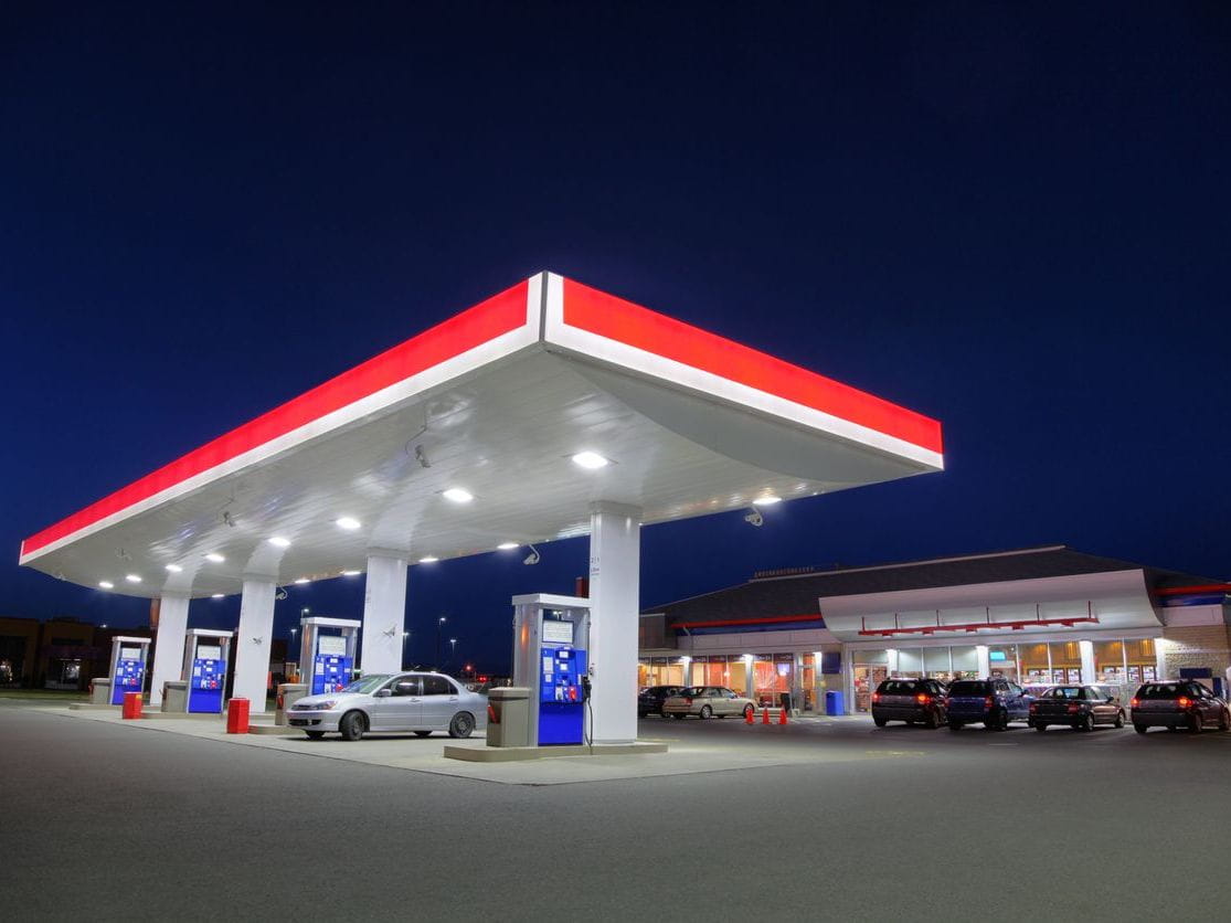 gas station at night