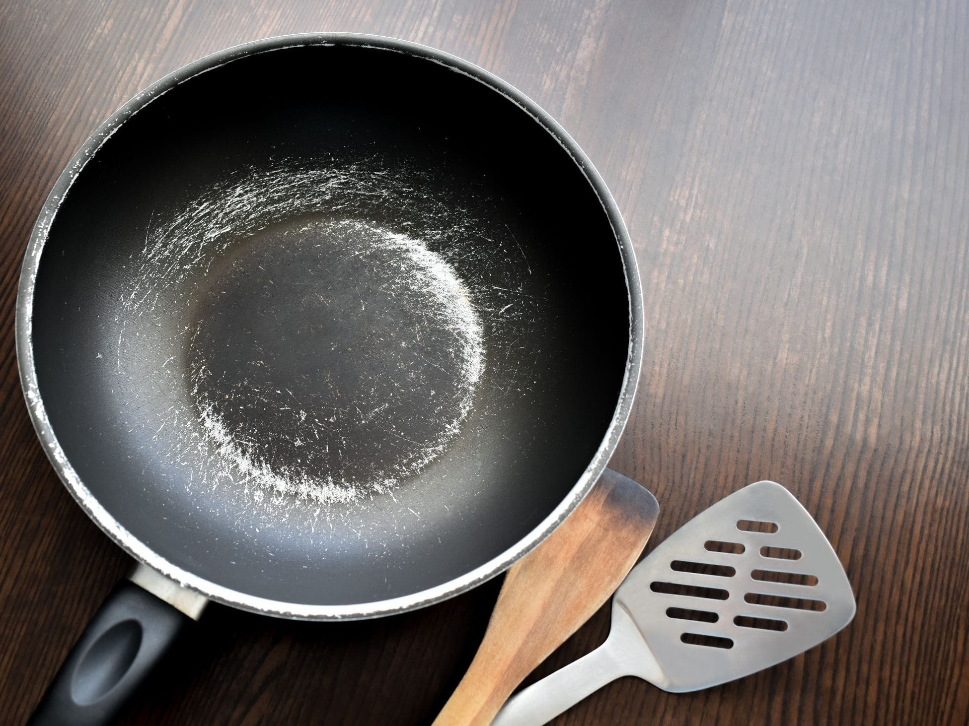 scratched up nonstick pan