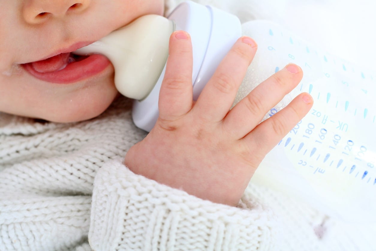 baby drinking formula
