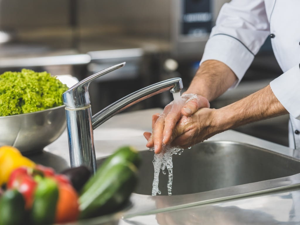 chef washing his hands