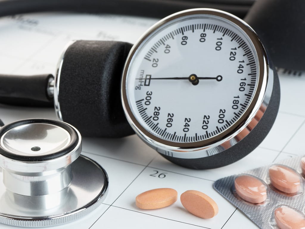 blood pressure meter and medication
