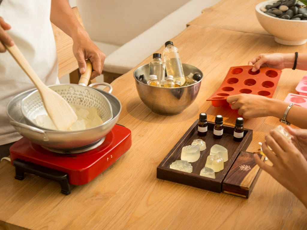 people making soap at home